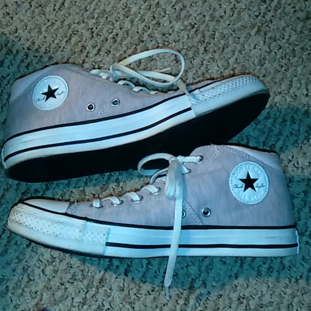Converse all stair high tops light pink/grey